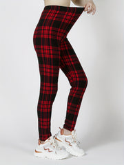 Plaid Slim Leggings High Waist Elastic Bottoms Women's Clothing