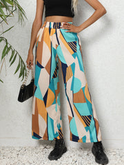 Geo Print Wide Leg Pants High Waist Loose Casual Pants