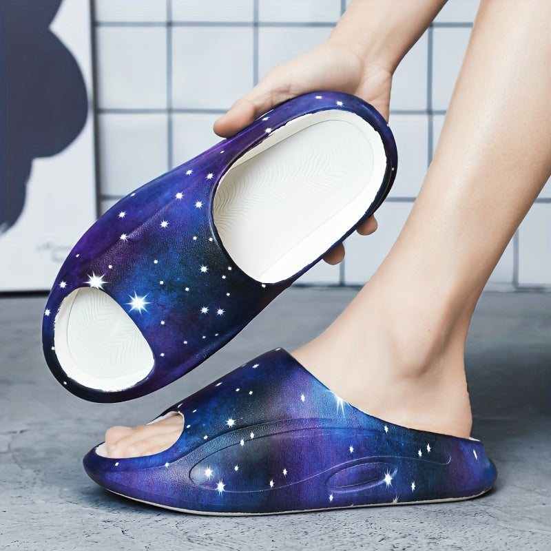 Men's Starry Sky Print Platform Slides