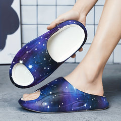 Men's Starry Sky Print Platform Slides