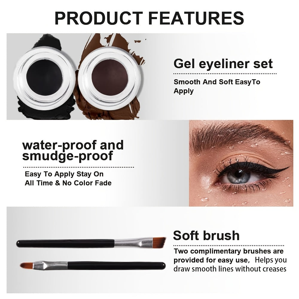 2-in-1 Waterproof Brown Eyeliner Eyebrow Cream Set