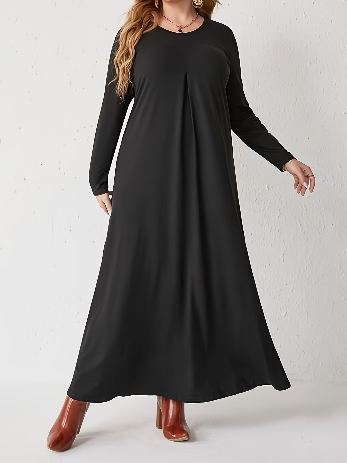Basic Abaya Dress Long Sleeve Maxi Tee Dress