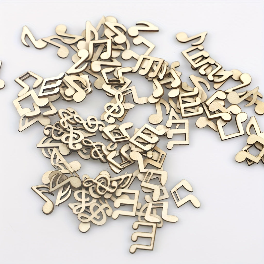 50pcs 15mm Wood Hollow Out Music Crafts Wedding Decoration
