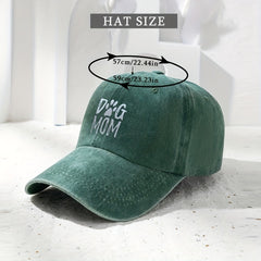 DOG MOM Print Baseball Cap Solid Washed Distressed Sports Hat Sunscreen Dad Hats