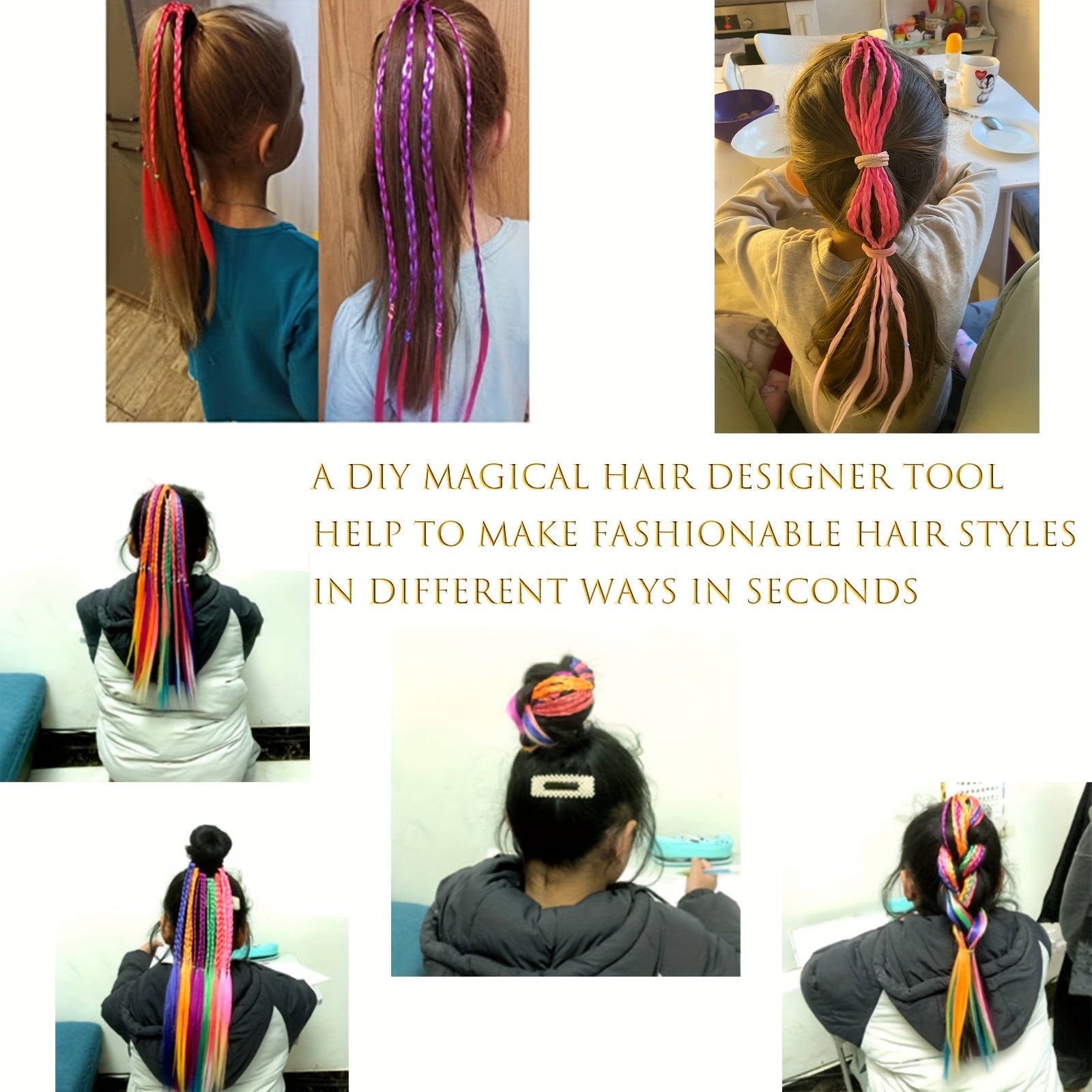 Colorful Wig Braids Ponytail Hair Extension Hair Tie Hair Bands