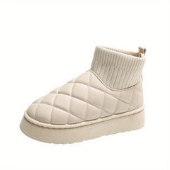 Women's Quilted Ankle Snow Boots Thermal Slip On Boots