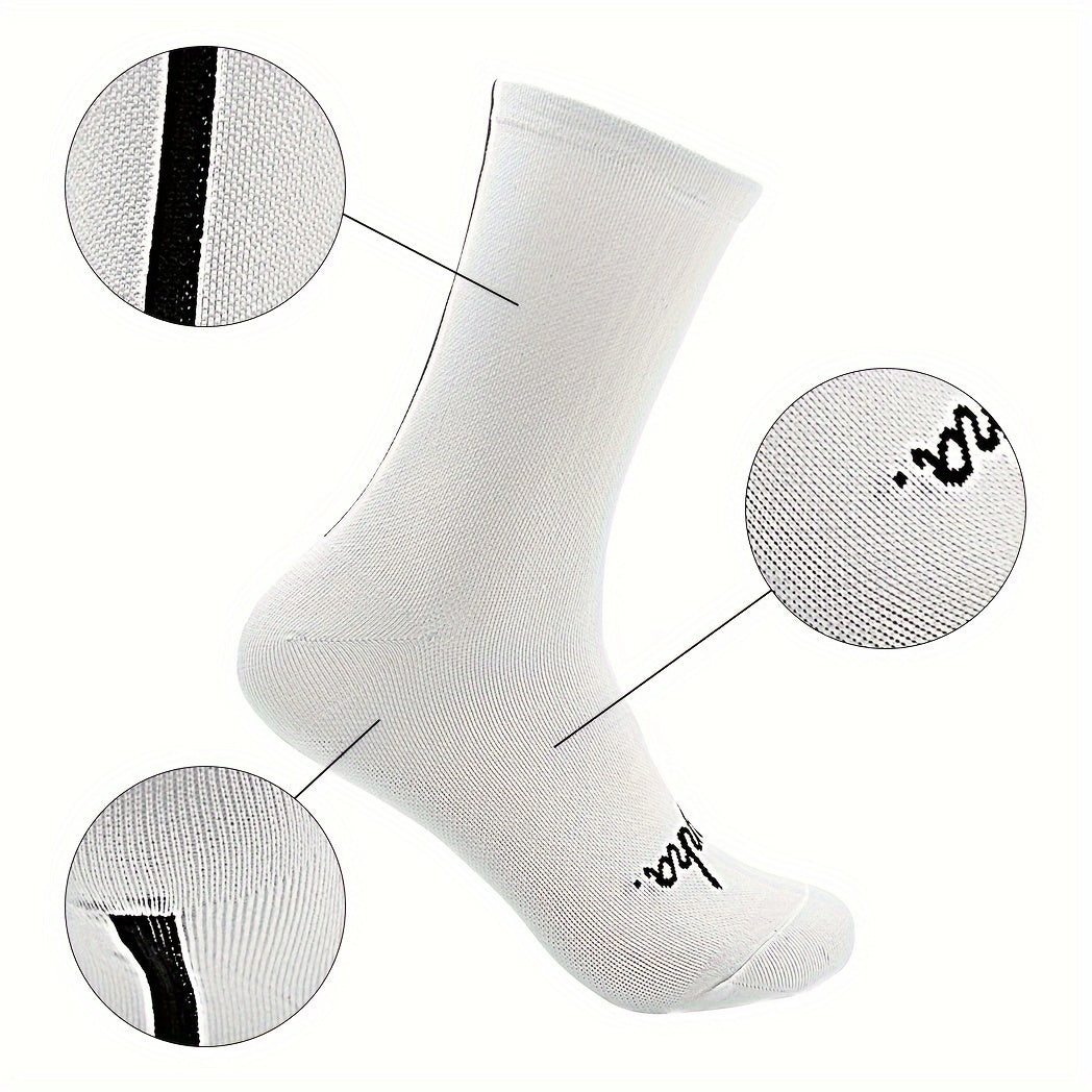 3 Pairs Men's Mid Crew Sport Socks Nylon Blend Breathable Sweat-absorbing Socks