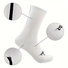 3 Pairs Men's Mid Crew Sport Socks Nylon Blend Breathable Sweat-absorbing Socks