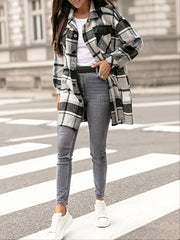 Preppy Plaid Shirt Jacket Button Up Casual Shacket For Spring & Fall Women's