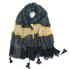 Boho Paisley Print Tassel Scarf Vintage Shawl