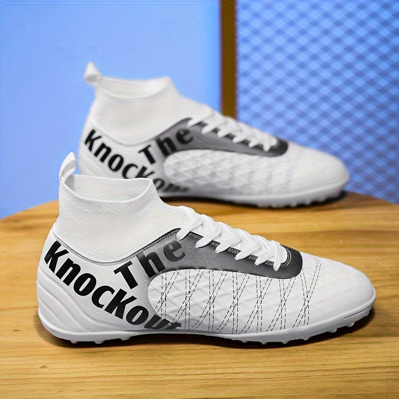 Boy's High Top TF Soccer Cleats Anti skid Breathable Football Bo