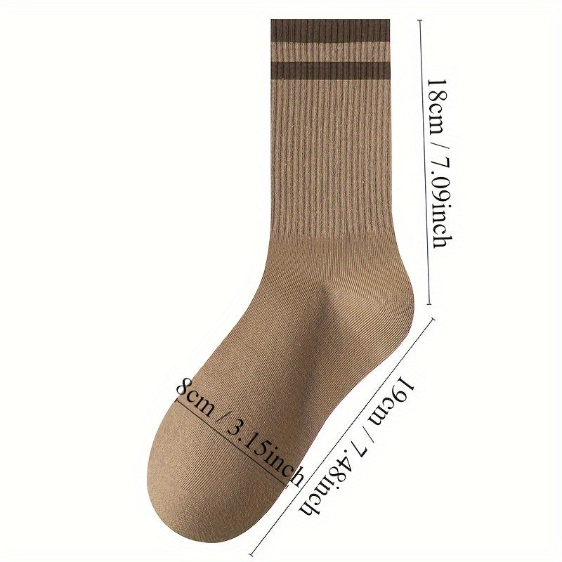 Men's Crew Socks Anti Odor Sweat Absorbing Cotton Striped Socks