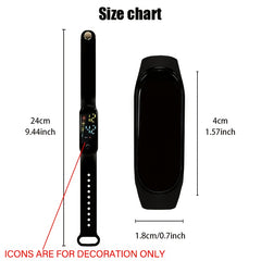 4pcs Touch Screen LED Sports Watches 24 Hour Display PVC Straps