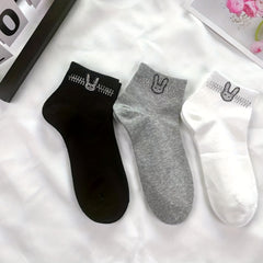 5 Pairs Bunny Rhinestone Socks Cute & Comfy Crew Short Stockings