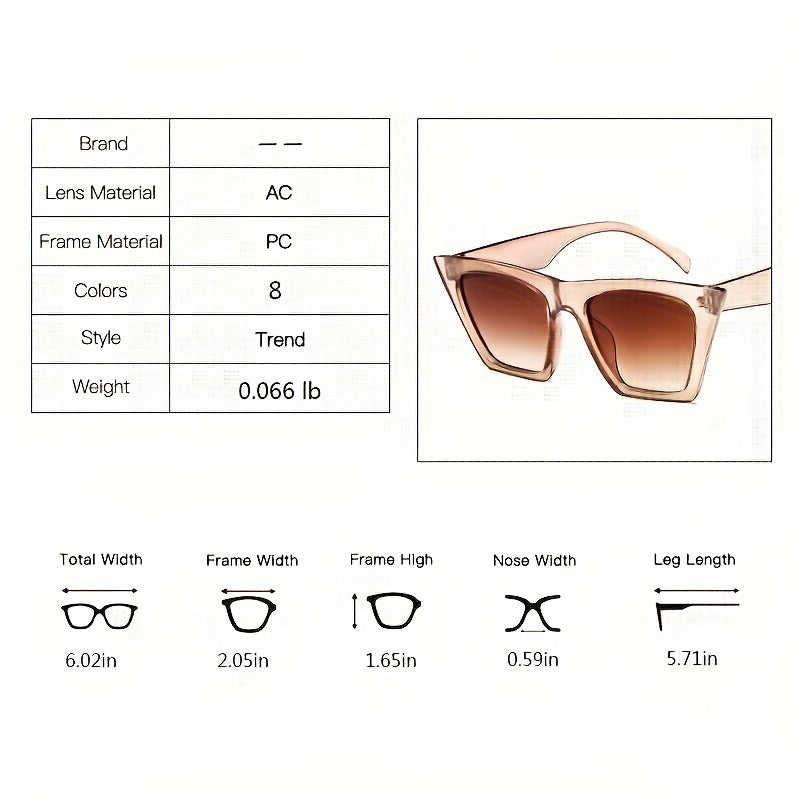 Cat Eye Sunglasses Gradient Lens Square Frame UV400
