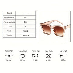 Cat Eye Sunglasses Gradient Lens Square Frame UV400