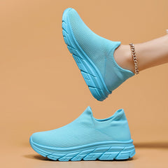 Mesh Slip On Breathable Flying Woven Shoes Soft Comfort Shock Absorption