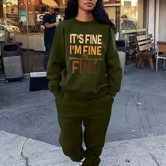 Letter Print Long Sleeve Tops & Jogger Pants Set