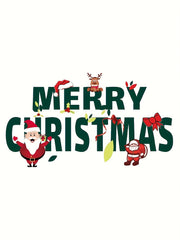 Cartoon Print Christmas Pajama Set Long Sleeve Crew Neck Top