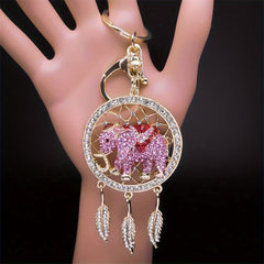 Elephant & Dream Catcher Crystal Keychain - Women Girls Gift