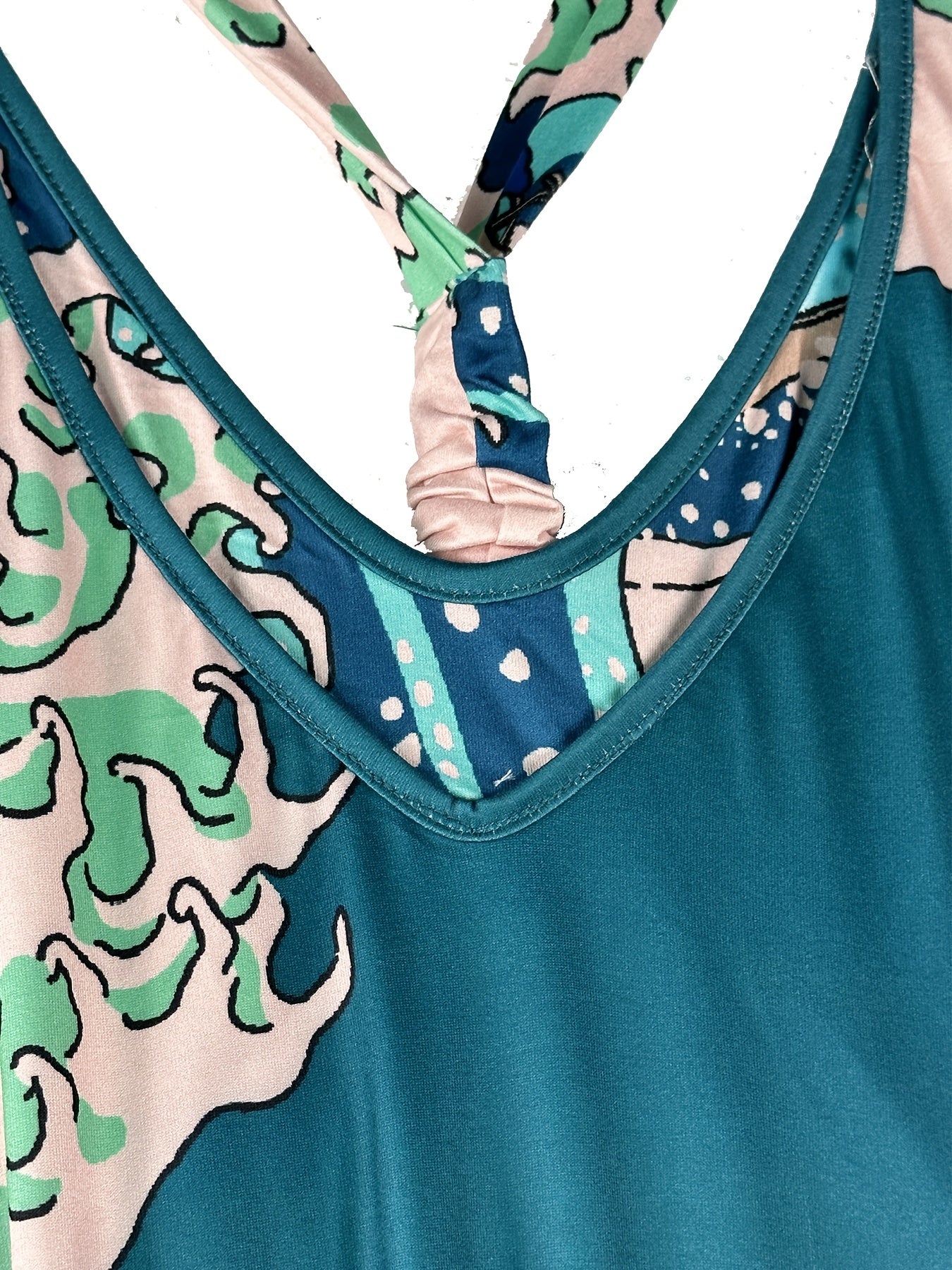 Graphic V Neck Harem Jumpsuit Spaghetti Strap Casual Wear