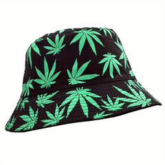 Leaf Print Bucket Hat Unisex Sunshade Basin Hat Lightweight Fisherman Cap