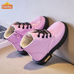 Daclay Girls' Casual Ankle High Boots with Fleece Lining