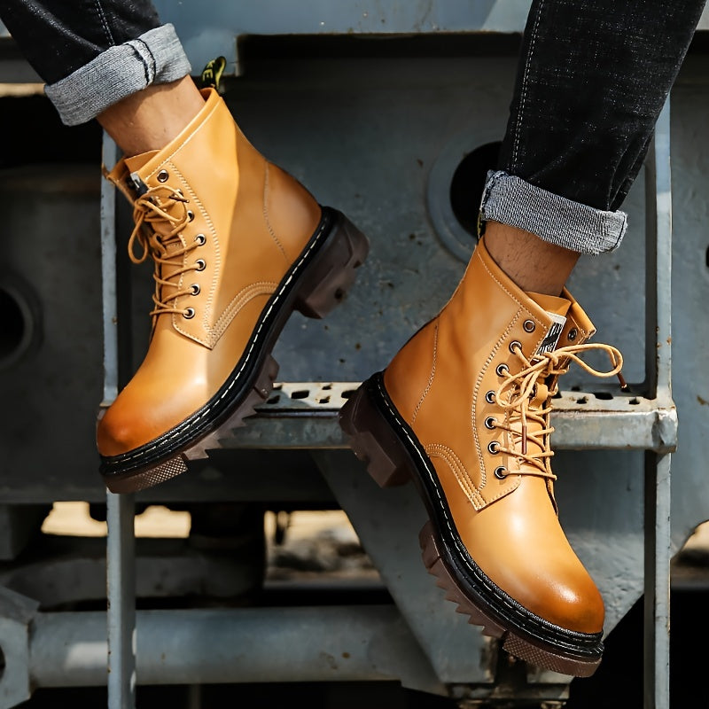 Men's Rugged Lace-up Boots Casual Walking Shoes