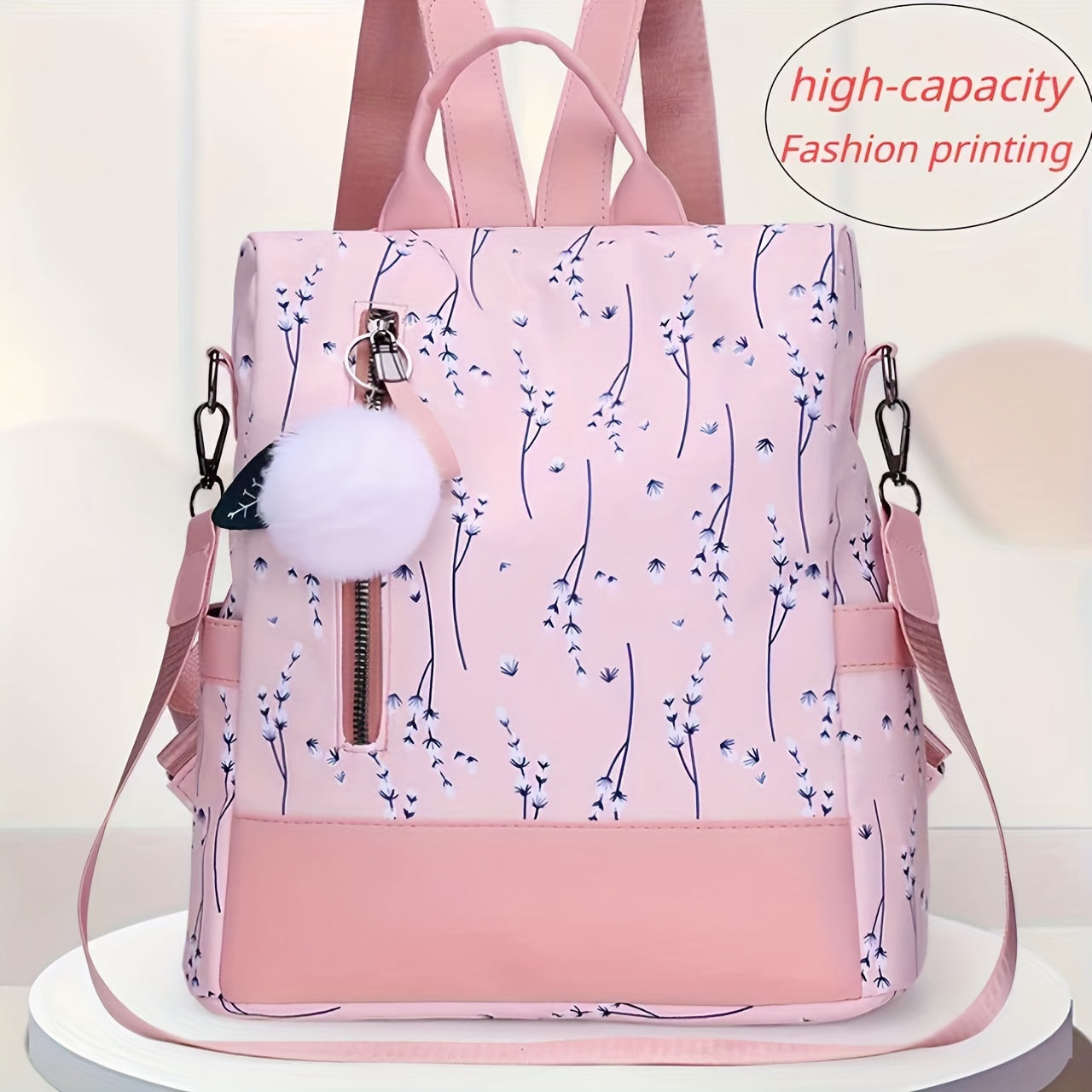 Oxford Cloth Floral Pattern Backpack for Outdoors