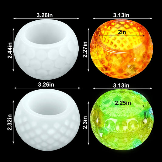 2pcs Crystal Epoxy Resin Mold Wave Point Storage Box Candle Holder