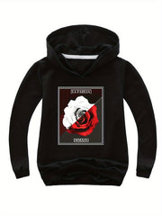Rose Graphic Hoodie 95% Cotton Pullover for Girls Kids Fall