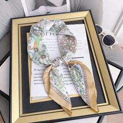 Classic Floral Print Bandana Vintage Boho Silky Square Scarf Necke...