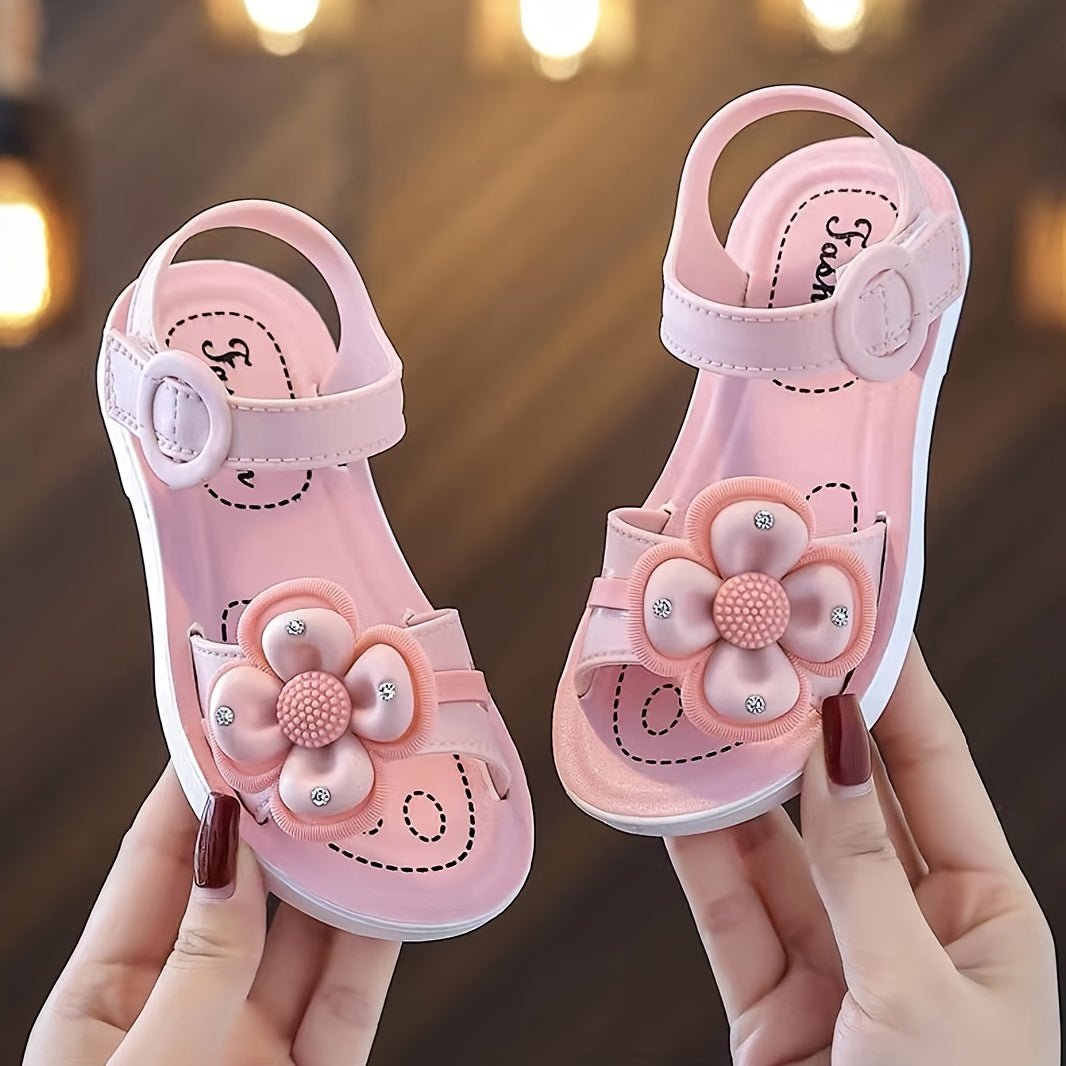 JIAGEYA Girl's Sandals Flower Pattern Comfy Casual Shoes