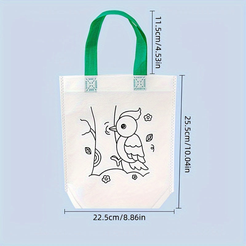 8pcs Japanese Style DIY Graffiti Art Tote Bags Hand Painted Document Holders