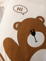 Waffle Bear Embroidery Outfit Toddler Baby Boys Clothes Long Sleeve