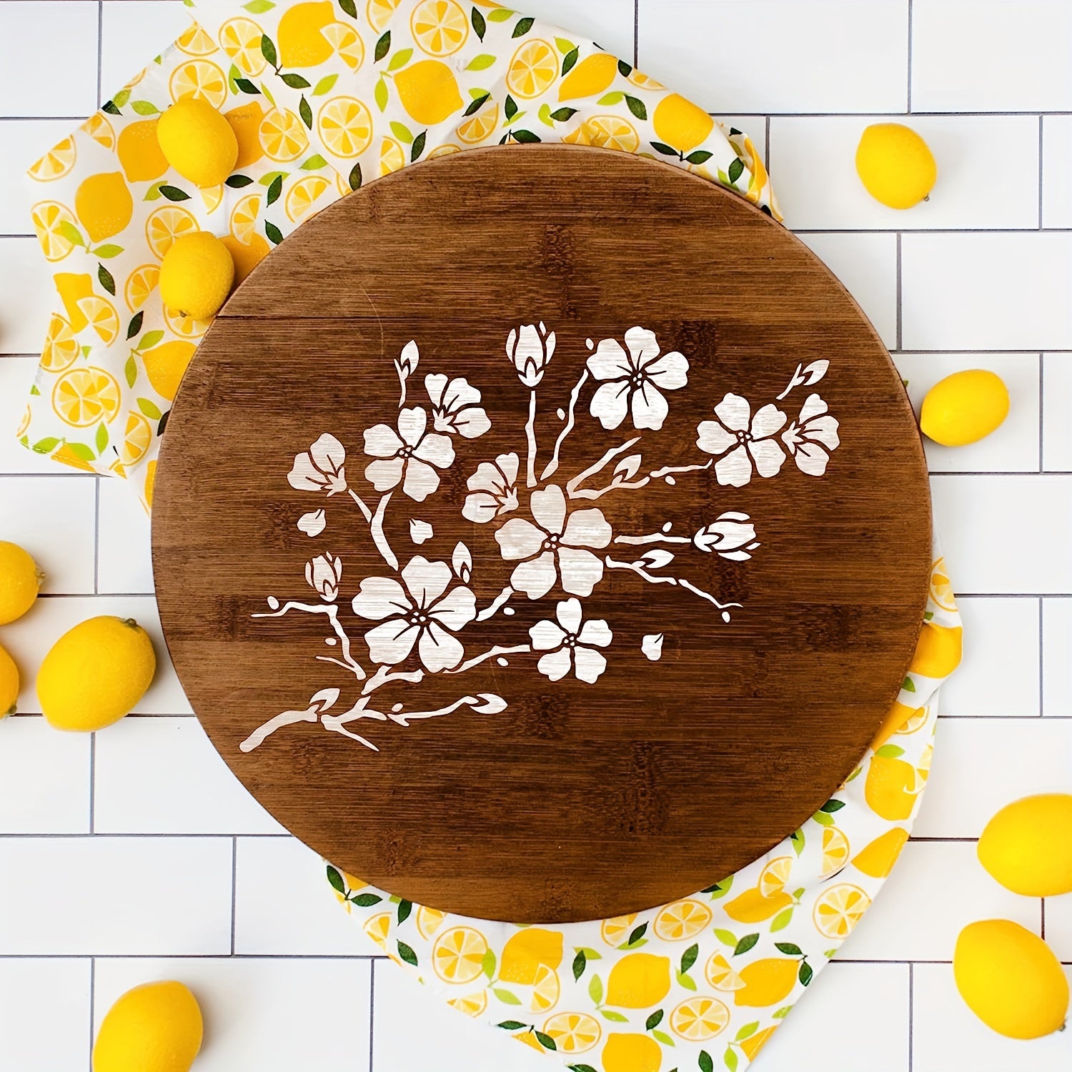Cherry Flowers Stencil For Painting On Wood Canvas Reusable Drawing Stencils