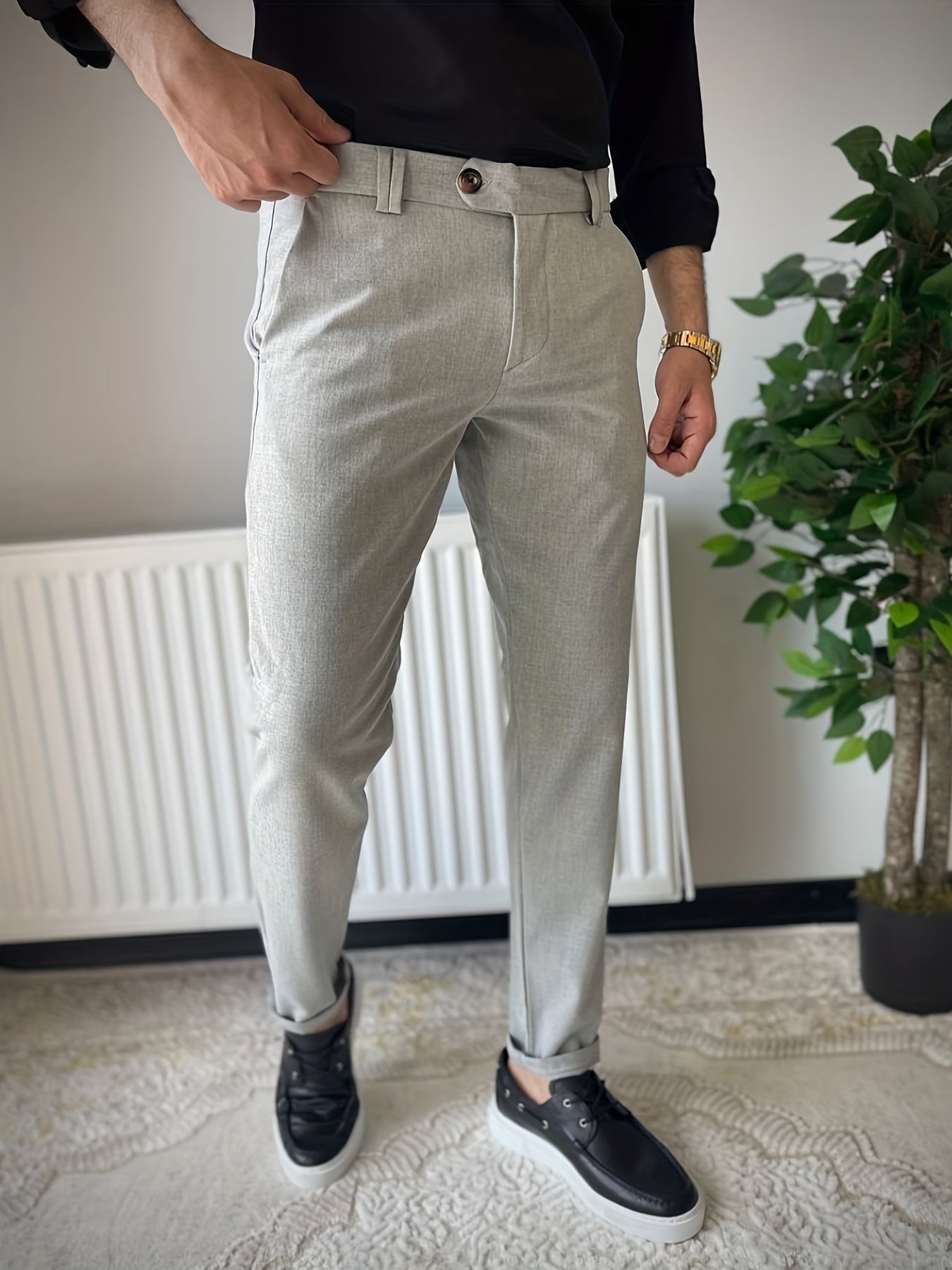 Men's Vintage Style Stretch Dress Pants for Business