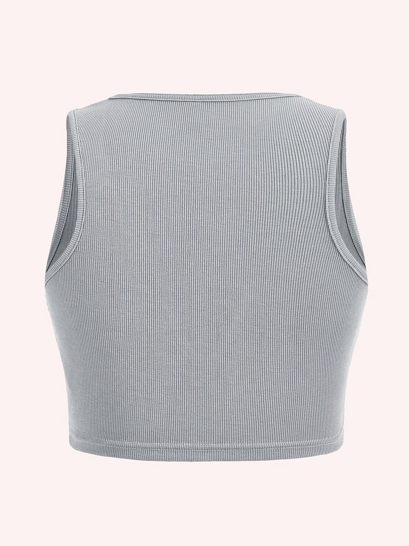 Ribbed Scoop Neck Stretch Crop Tank Top