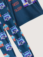 Boys Truck Cartoon Pajamas Set Short Sleeve Top & Trousers