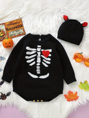 Baby Halloween Skull Graphic Onesie & Hat Set