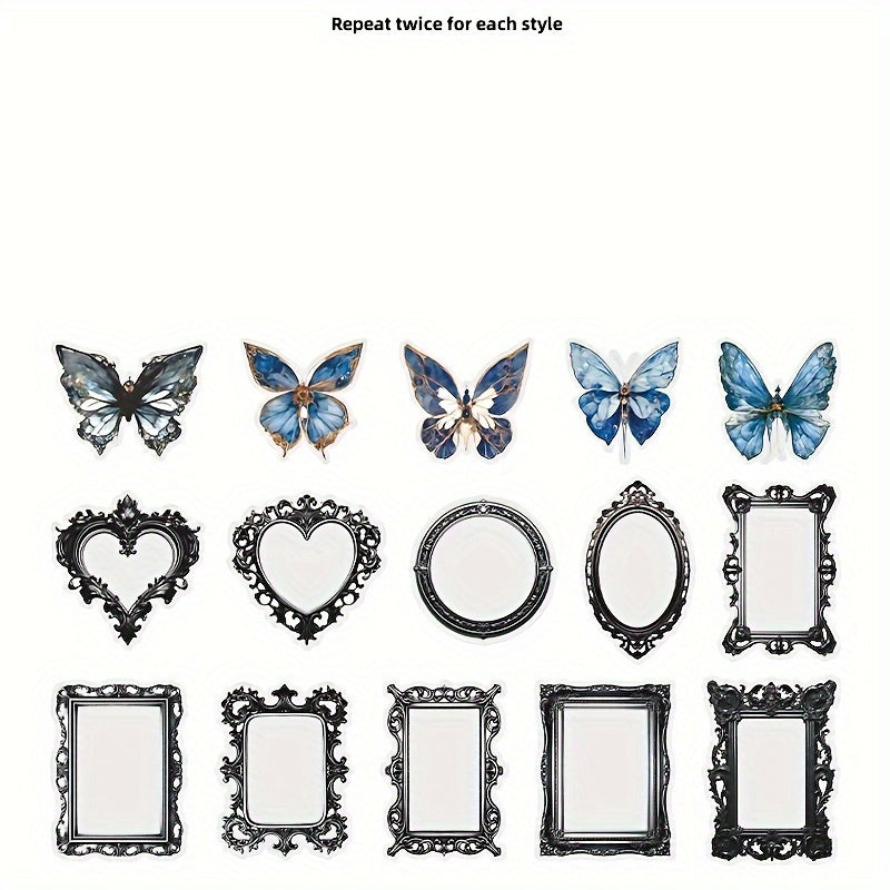 30pcs Dreamy Baroque Border Butterfly Stickers DIY Decor