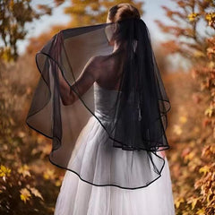 Beach Party Bride Outfit 3pcs Set Short Tulle Veil & Heart Shaped Glasses