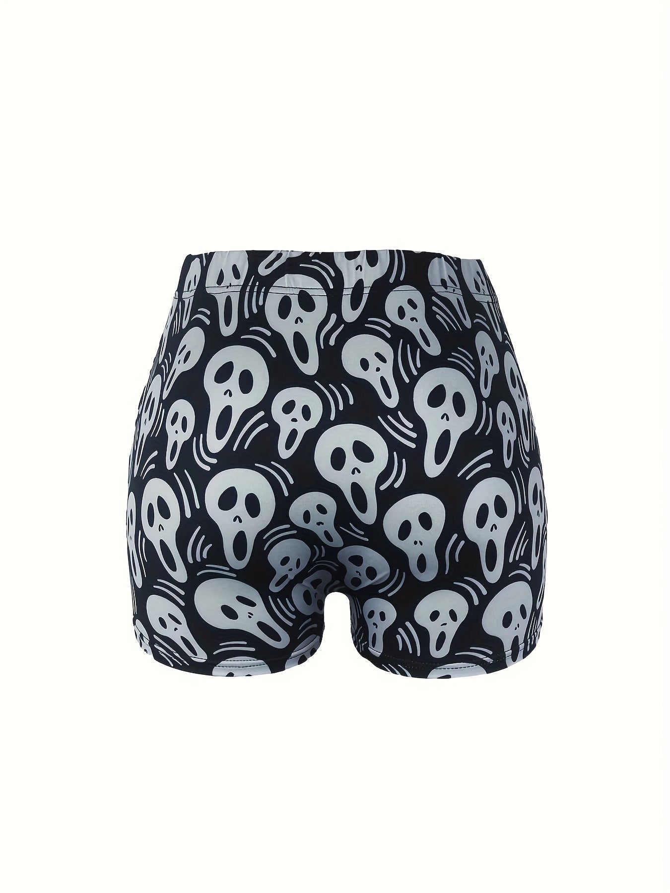 Ghost Print High Rise Skinny Shorts