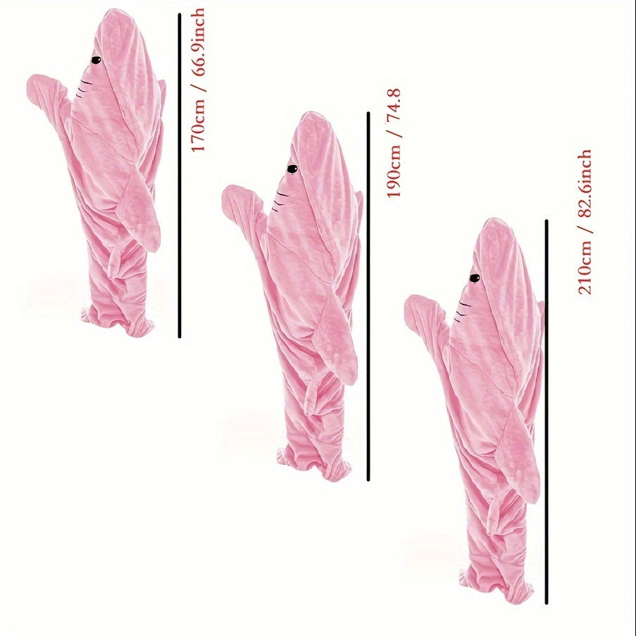 Pink Shark Blanket Soft Cozy Flannel Hoodie Sleeping Bag Wearable Shark Blanket