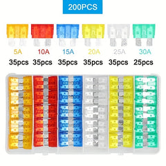 200pcs Car Fuse Assortment Kit with Storage Box 5-30A