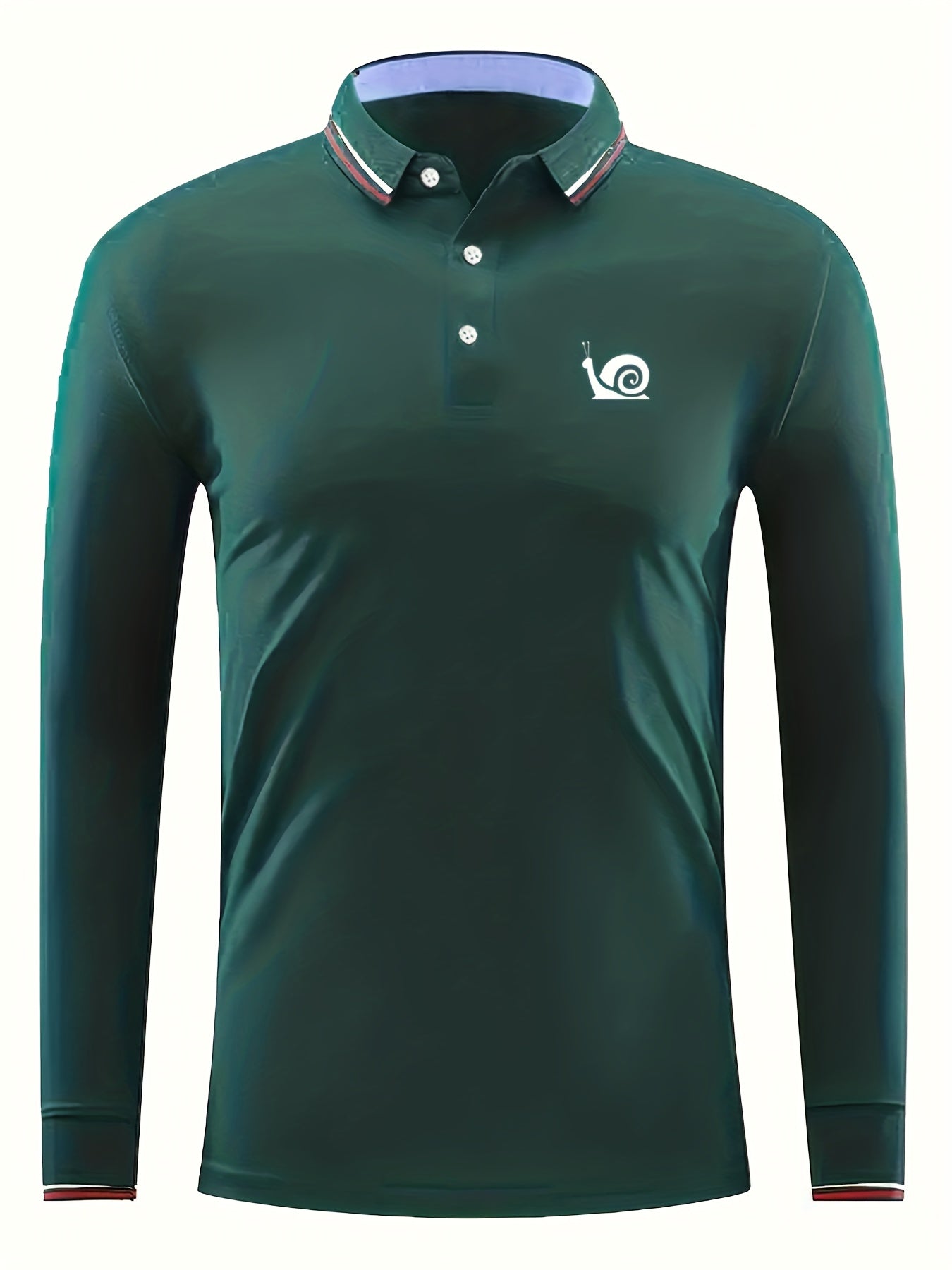 Snail Pattern Men's Long Sleeve Polo Shirt