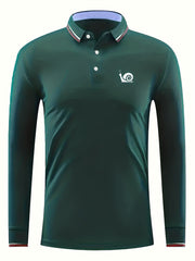 Snail Pattern Men's Long Sleeve Polo Shirt