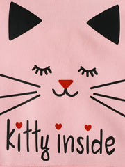 Girls Cat Graphic Hoodie Sports Pocket Sweatshirt Top Spring Clothes