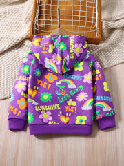 Girls Colorful Sunshine & Flowers Hoodie Sweatshirt