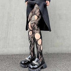 Jacquard Fishnet Tights High Waist Pantyhose